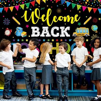 Welcome Back to School Backdrop, 72 x 44 Inch First Day of School Banner