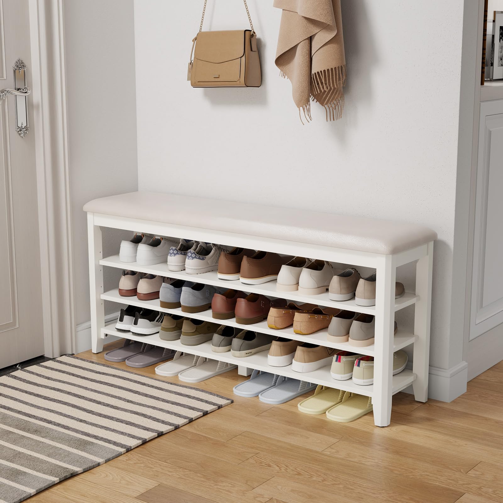 Shoe Bench with Leather Cushion