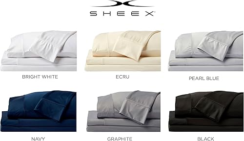 Vista 26 de SHEEX Juego de sábanas Original Performance con 2 fundas de almohada, tela ultra suave que ventila mejor que el algodón Blanco brillante