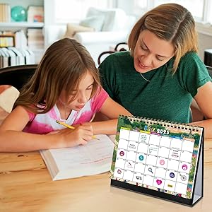 Gannyfer Desk Calendar 2025-2026, July 2025 - Dec 2026, Small Standing Flip Calendar 2025, 18 Monthly Cute Desktop Calendar with Daily Blocks, Notes, To-Do List, Gifts for Women, Kids, 6" x 8"(3 Funny Stickers)