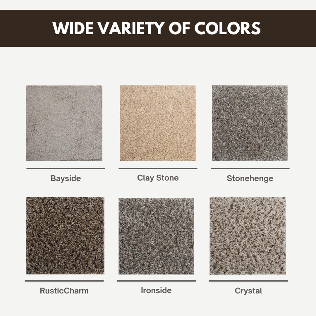 Smart Squares in A Snap Premium Plush Carpet Tiles, Made in USA – 18x18 Peel and Stick Floor Tiles with Attached Padding – Seamless DIY Carpet Squares (22.5 Sq Ft, 10 Pack, 537 Crystal)