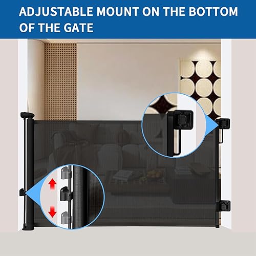 Miniatura 5 de Huafly Puertas retráctiles para bebés de 98 pulgadas extra anchas, sin perforación, para grandes aberturas, puertas para niños, puertas de