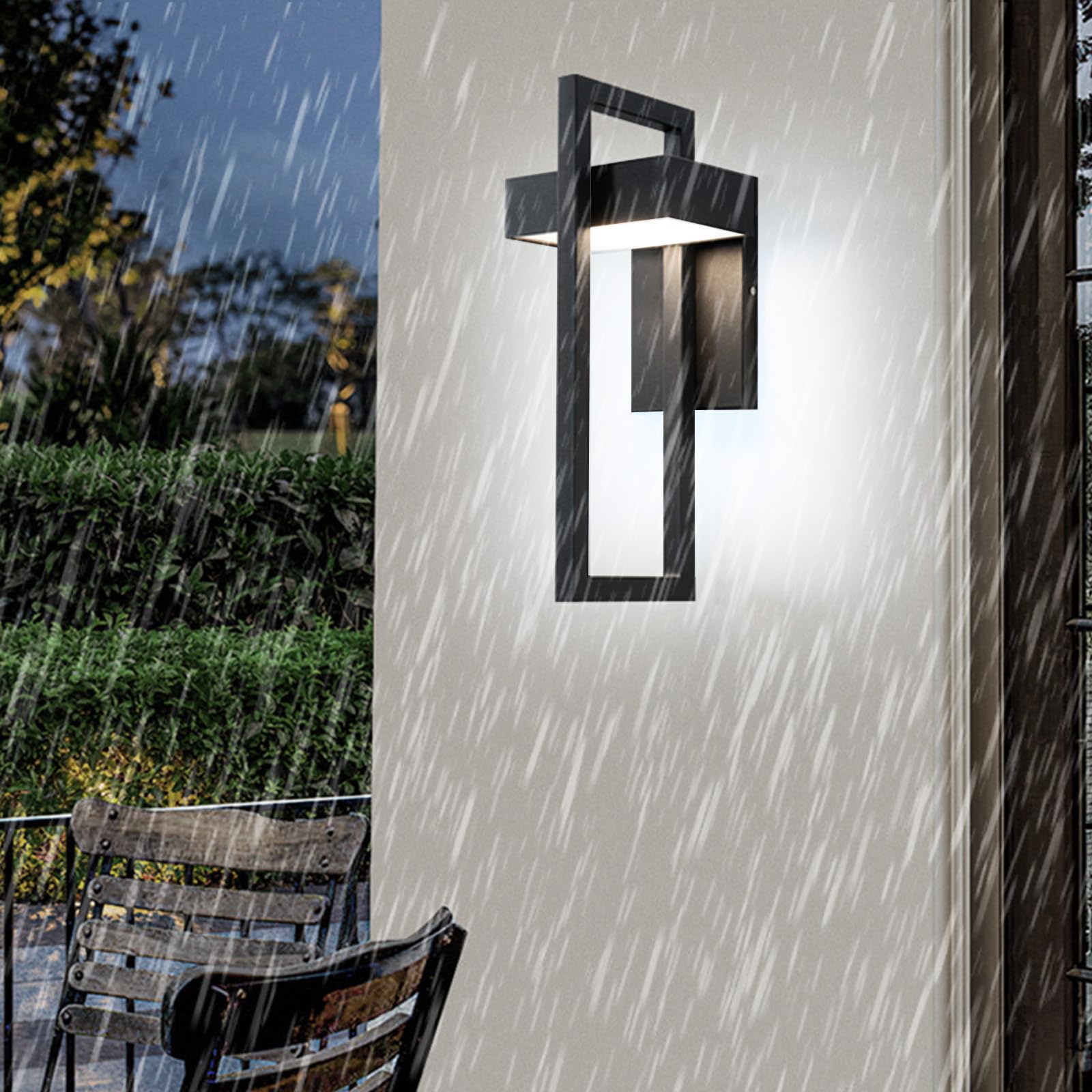 Luminaire rectangulaire minimaliste noir applique LED extérieure 42cm IP65 chic