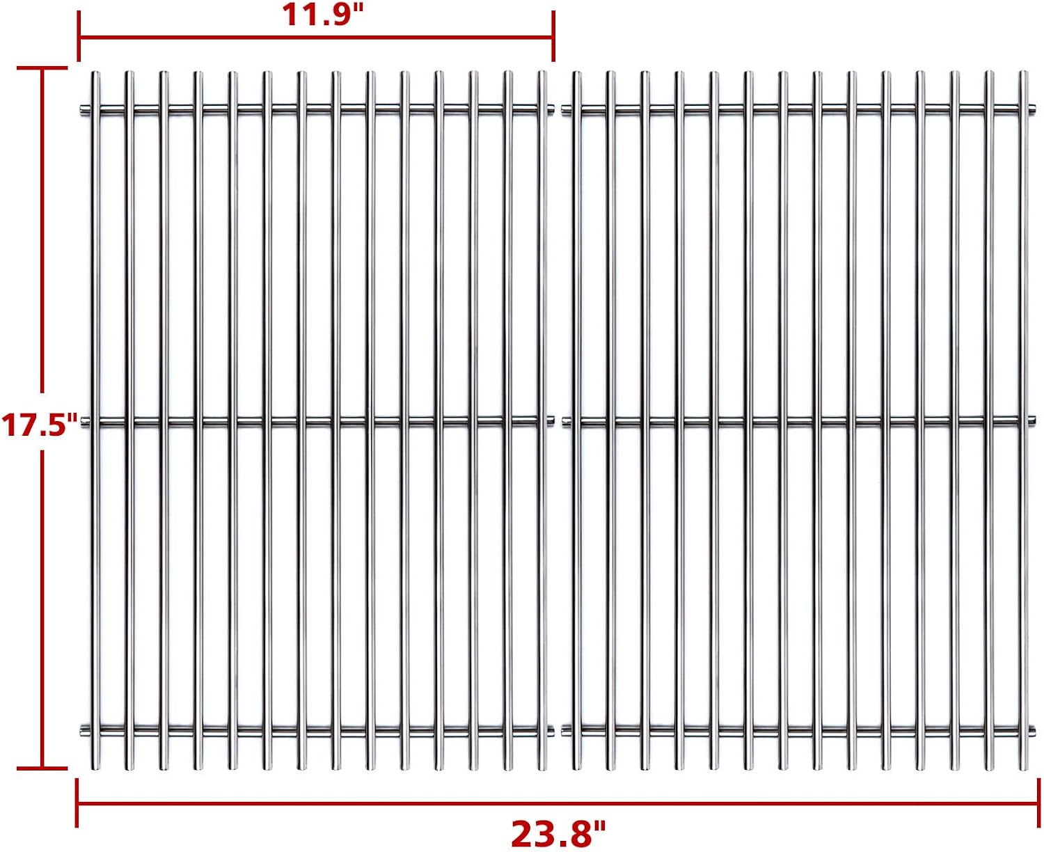 17.5" SUS304 Stainless Steel Grill Cooking Grates for Weber Spirit 300 Series, 7638 7639 Cooking Grates Replacement for Weber Spirit 700, Silver/Gold/Platinum B & C, Genesis 1000-3500