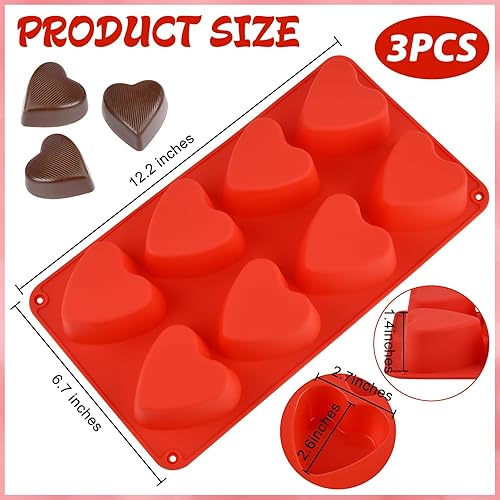 Miniatura 2 de 3 moldes de silicona con forma de corazón, 8 cavidades, molde de silicona de corazón grande, molde de silicona con forma de corazón para San