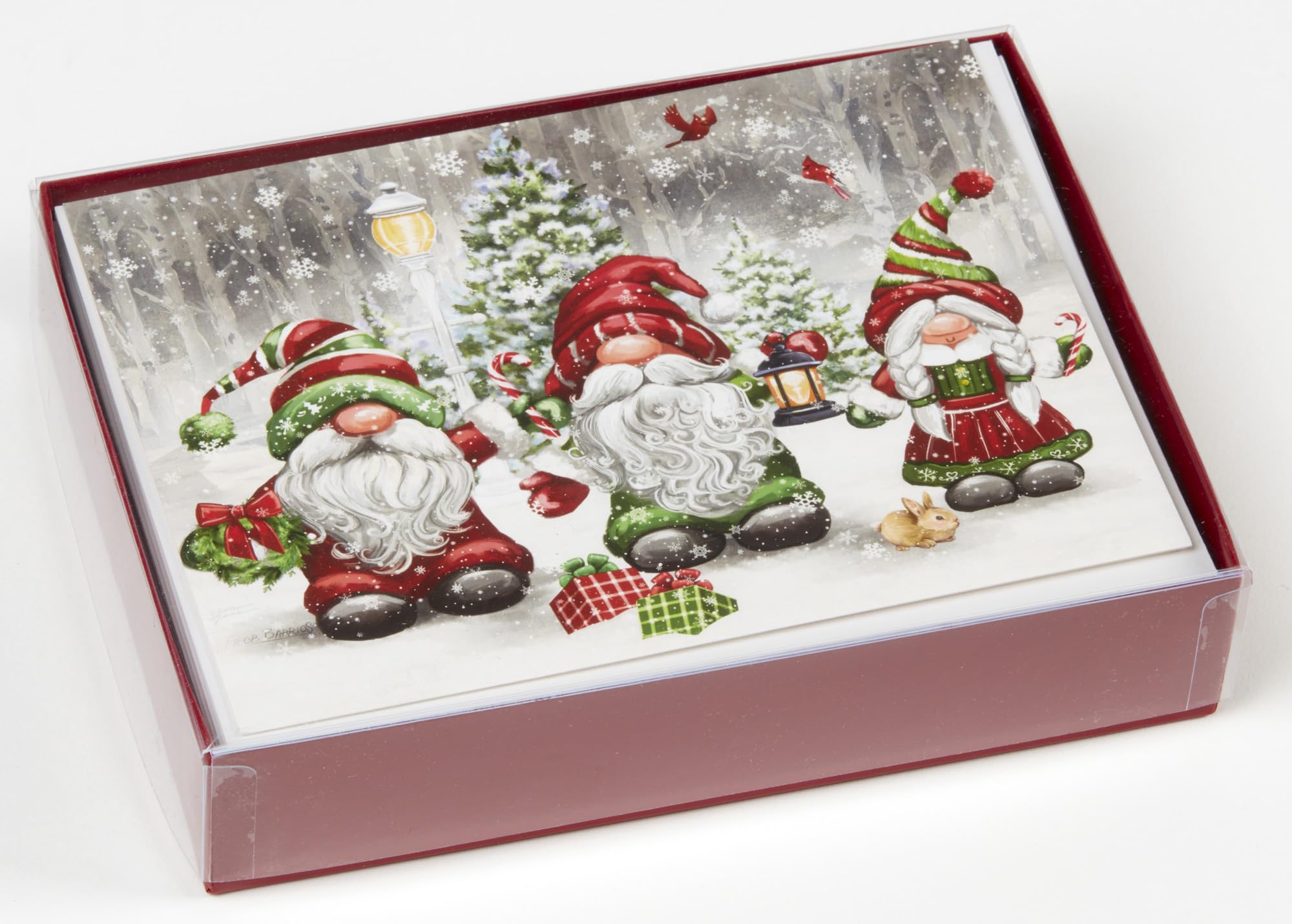 Vermont Christmas Company Box of 'Christmas Gnomes' Christmas Cards, 15 Cards & 16 Foil Lined Envelopes - Image 3