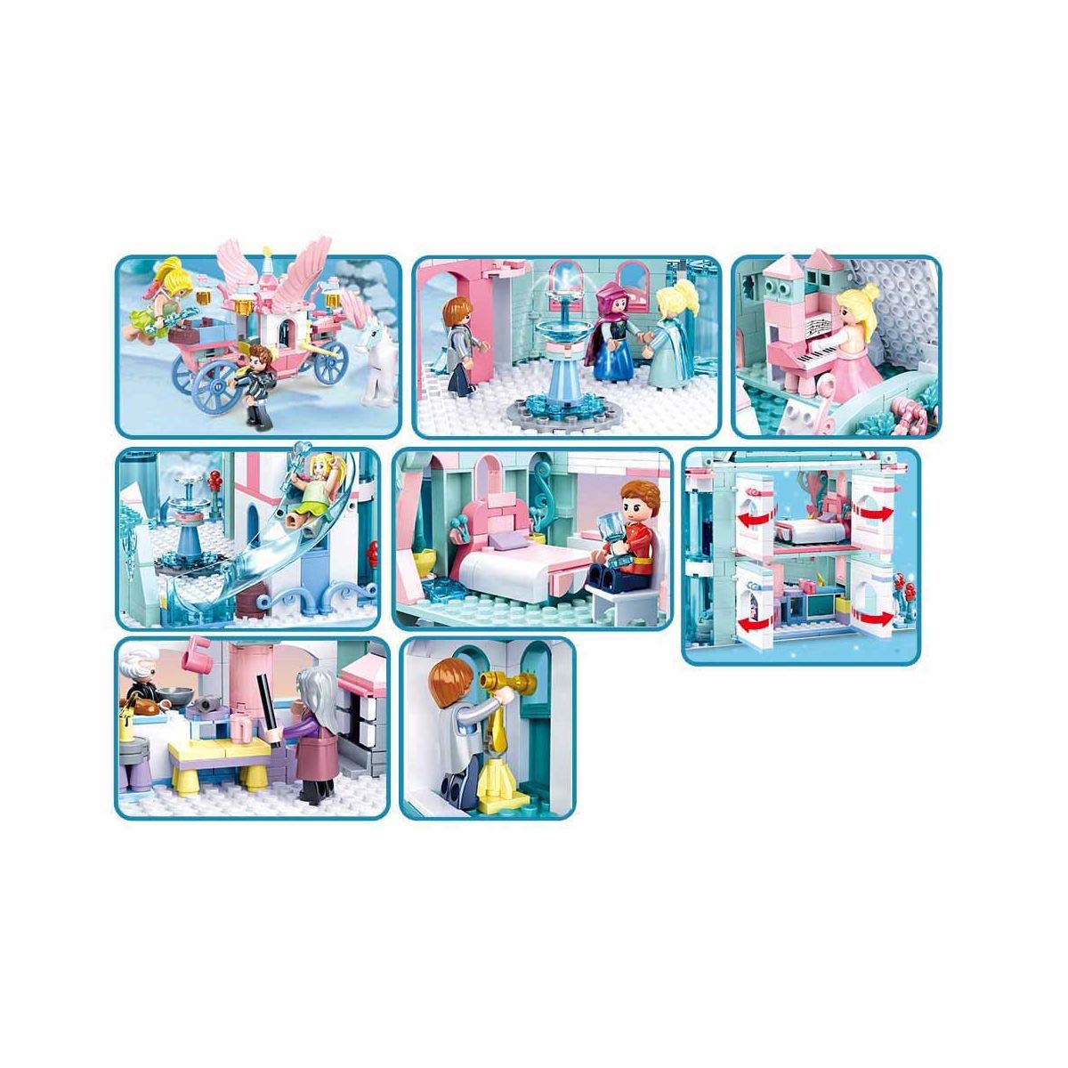 Sluban Magiczny zamek zimowy (1324 części) [M38-B0789], zestaw do zabawy, klocki zaciskowe, Girls Dream, z figurką do gry, kolorowe marzenia dziewcząt, SL95659