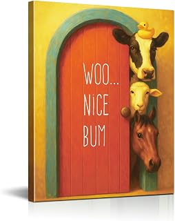 Funny Bathroom Wall Art Decor - Funny Farmhouse Bathroom Artwork Wall decor for Bathroom Shelves Toilet Tank Washroom Framed Nice Bum Sign 8x10 Canvas Framed