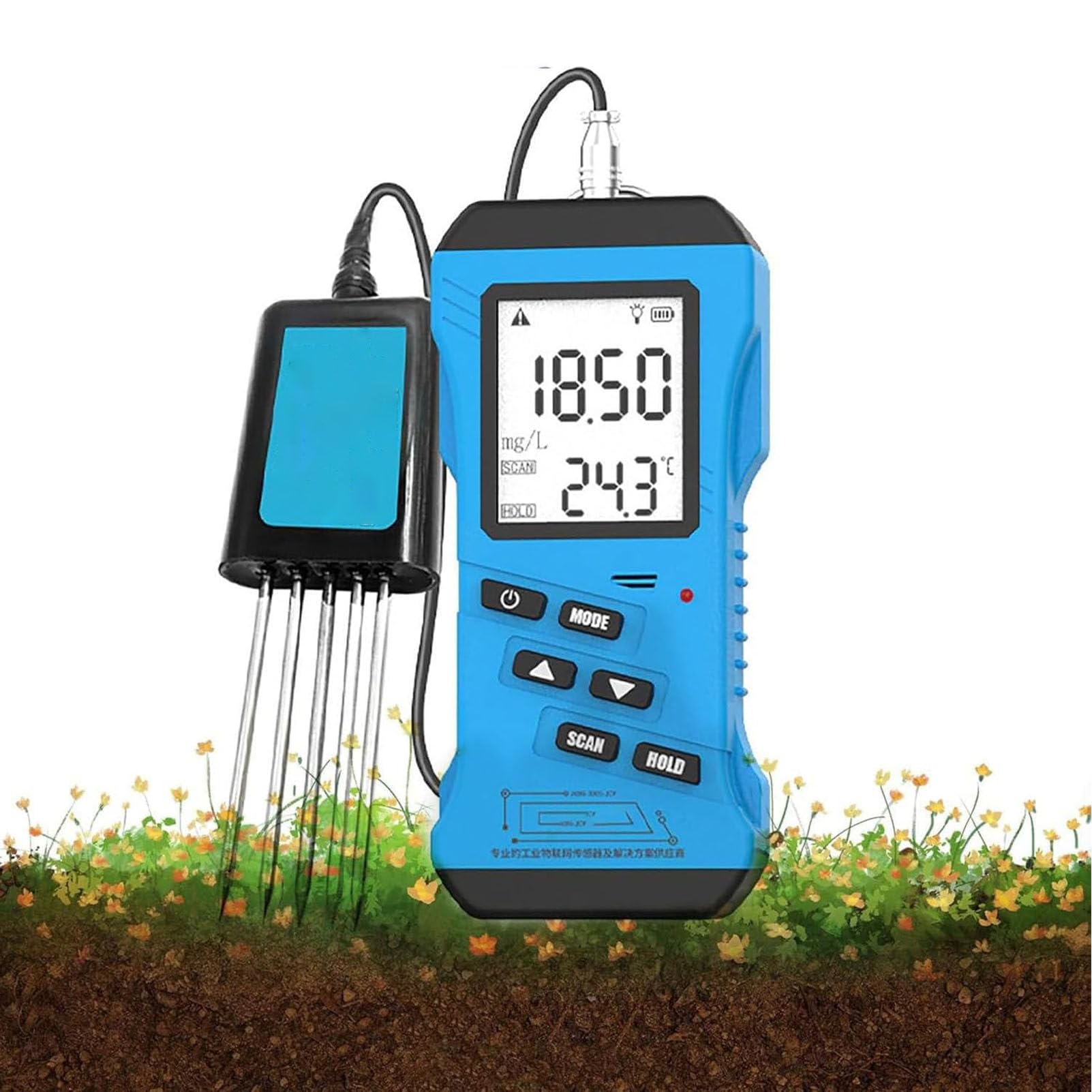 Tester per terreno 7 in 1,misuratore di pH digitale per terreno,tester NPK con sensore di umidità e temperatura,kit di test per terreno da giardino con display LCD retroilluminato per prato,fattoria