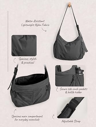 ODODOS 20L Crossbody Tote Bag Large Capacity Lightweight Hobo Shoulder Sling Bags for Gym Shopping Beach Travel