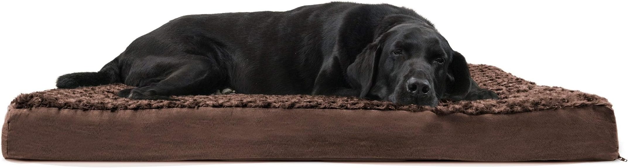 Orthopedic Dog Bed for Large Dogs w/ Removable Washable Cover, For Dogs Up to 95 lbs - Ultra Plush Faux Fur & Suede Mattress - Chocolate, Jumbo/XL