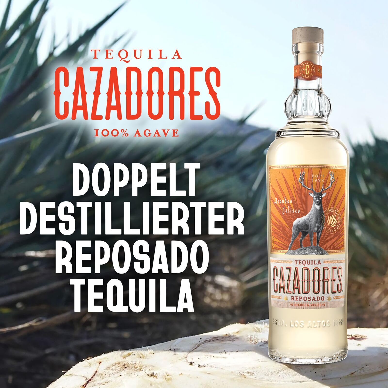 CAZADORES Tequila Reposado, 40% Alkoholgehalt, 70cl / 700ml, Doppelt Destillierter Alkohol aus 100% Blauer Weber-Agave