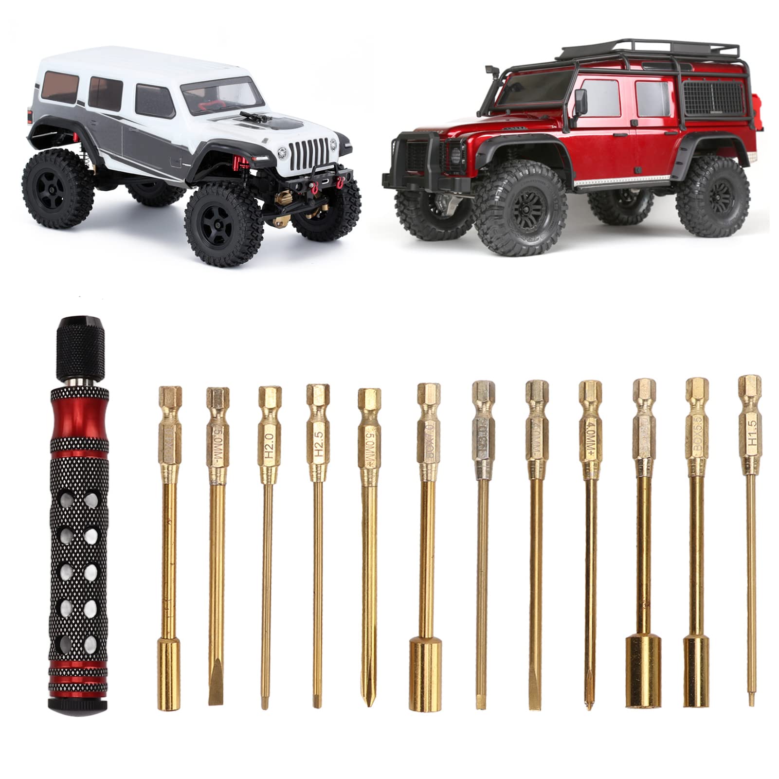 Jeu De Tournevis 12 En 1, Kit D'outils De Voiture RC, Têtes Détachables D'outils De Réparation RC Avec Poignée Rouge Pour Voitures Modèles De Drones