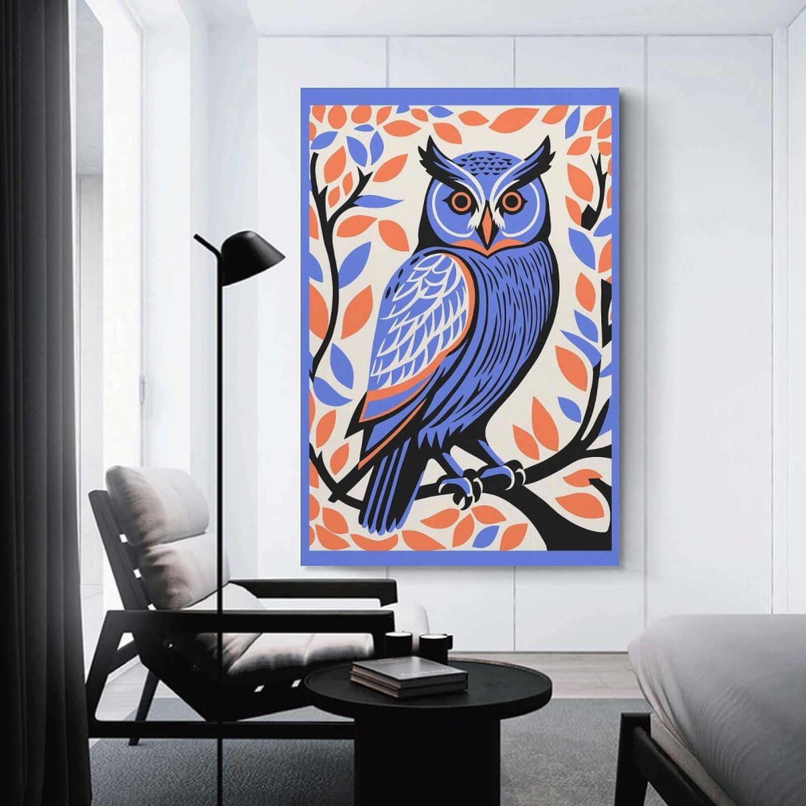 Junmoney Purple Aesthetic Owl Wall Picture Print 24x36inch(60x90cm), for Picture Wall Styling in Lounge Or Bedroom, Ideal for Building A Coordinated Art Wall