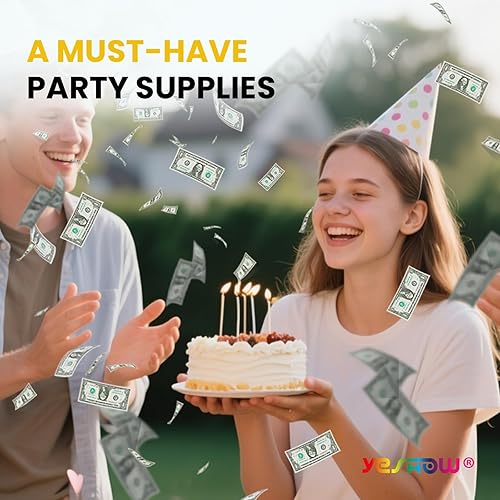 Miniatura 5 de Cañón de confeti para fiestas, tiradores biodegradables, (paquete de 6) YESHOW Money Confetti Gun Blaster para Año Nuevo, suministros de fiesta,