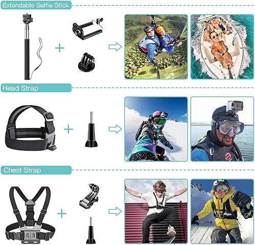 Miniatura 9 de Accesorios SmilePowo para aire libre para cámara GoPro Hero 5  Session 654321, AKASO EK7000, EK5000, SJCAM, DBPOWER, xiaomi YI, paquete fotográfico