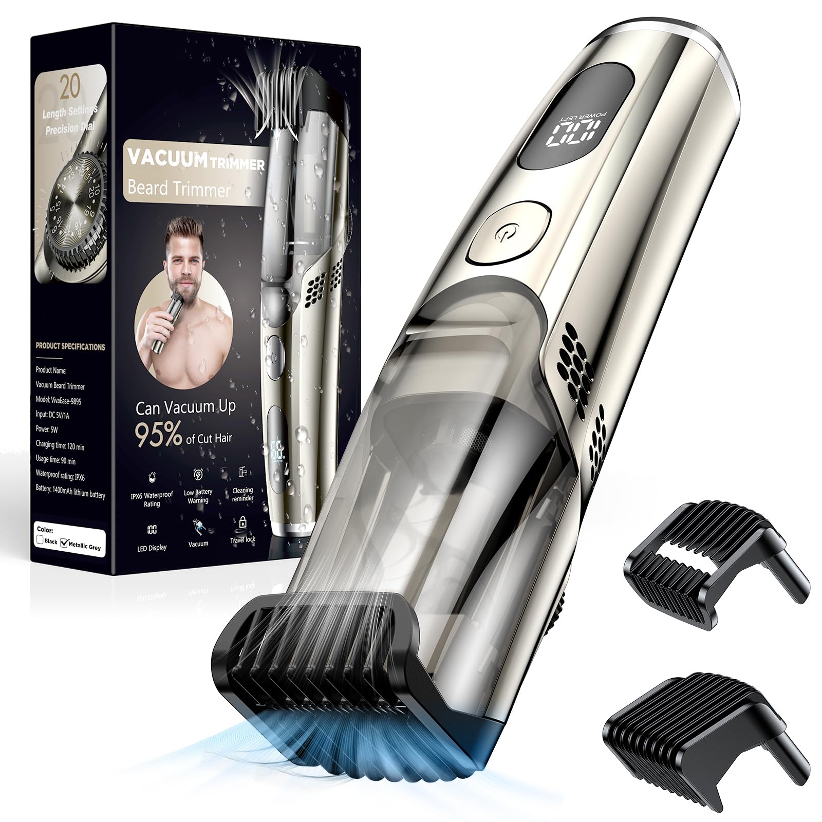 vylto Vacuum Beard Trimmer for Men