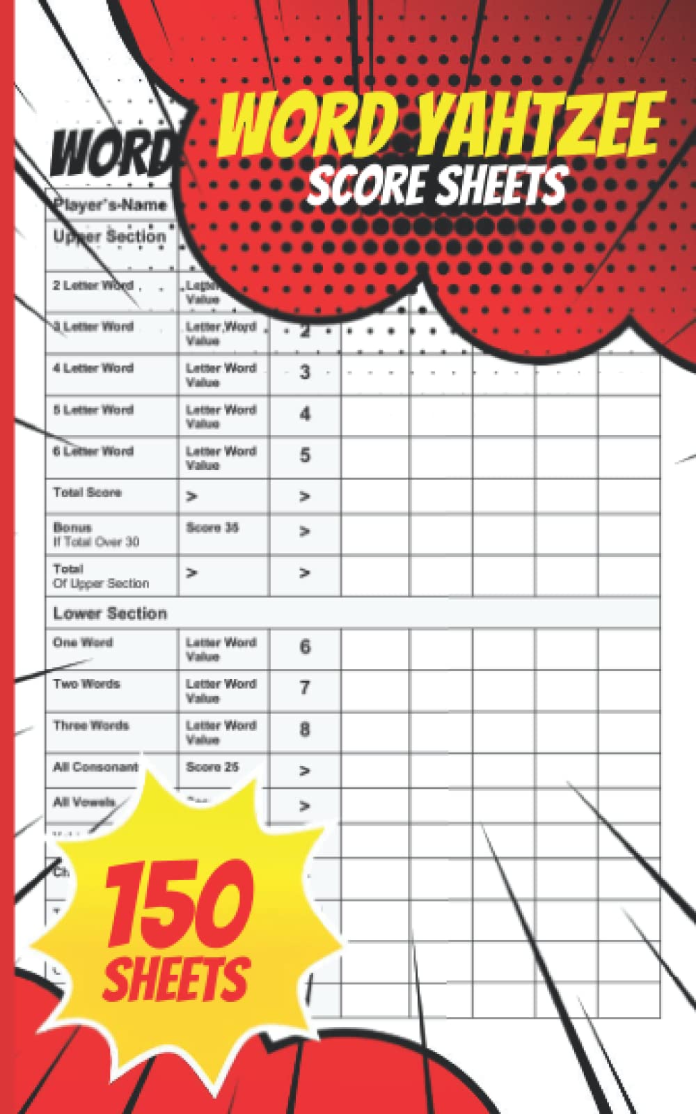 Buy WORD Yahtzee Score Sheet 150 WORD Yahtzee Score Cards For Word