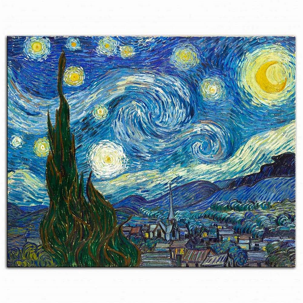 Canvastar Vincent van Gogh Yıldızlı Gece Kanvas Tablo (48 x 60 cm)