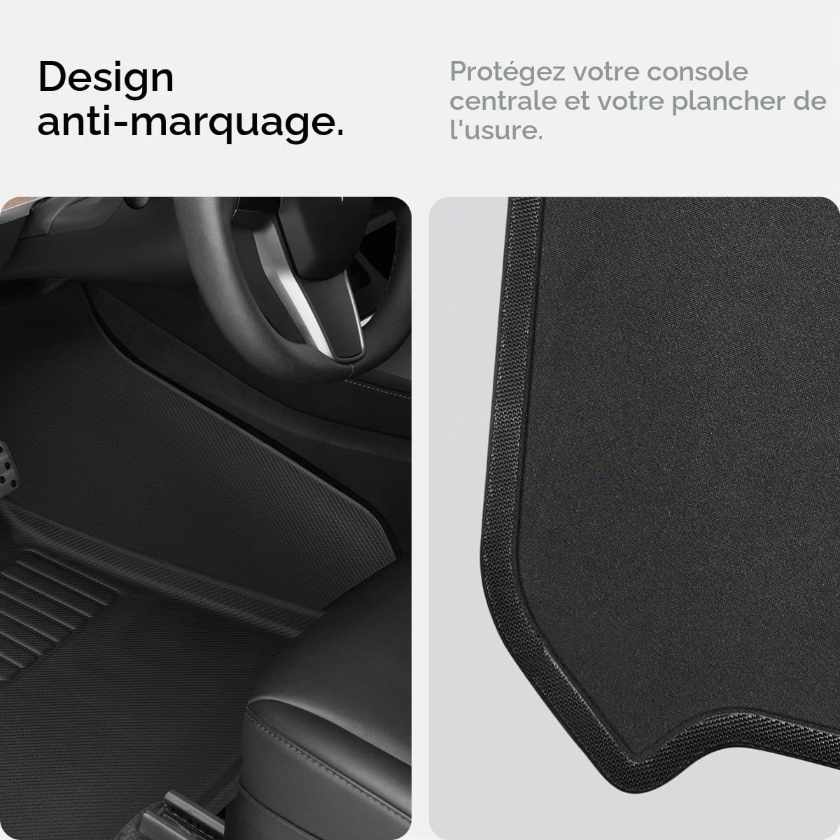 Spigen Tesla Tapis de Sol, TPE Imperméable & Antidérapant | Model Y (~2024), Moquette Premium Toutes Saisons, Haute Protection pour Accessoire Tesla - Édition Carbone