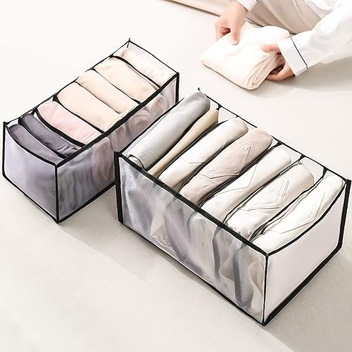 Organizador de ropa de armario, organizador de cajones de 2 piezas, organizador de ropa, organizador de armario, compartimento para jeans, caja de