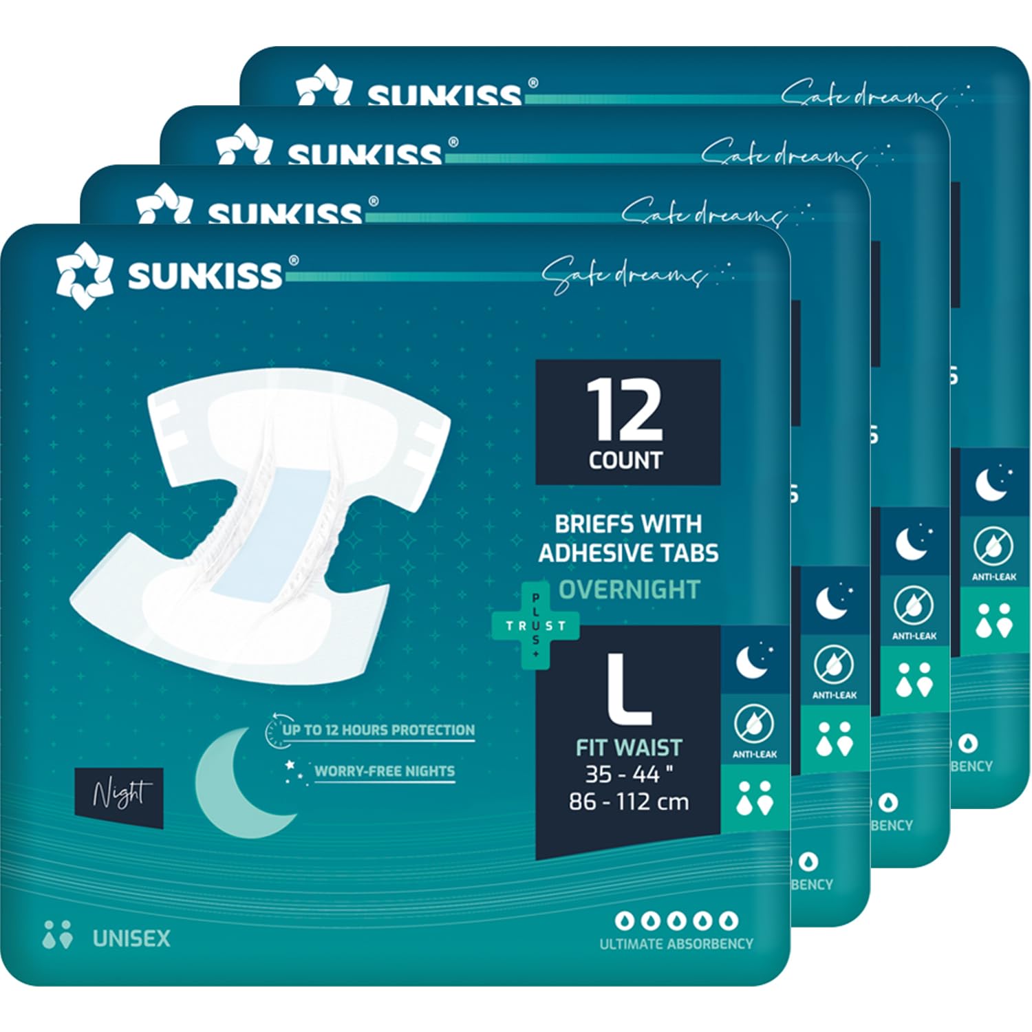 SUNKISS TrustPlus Overnight Adult Diapers with Tabs