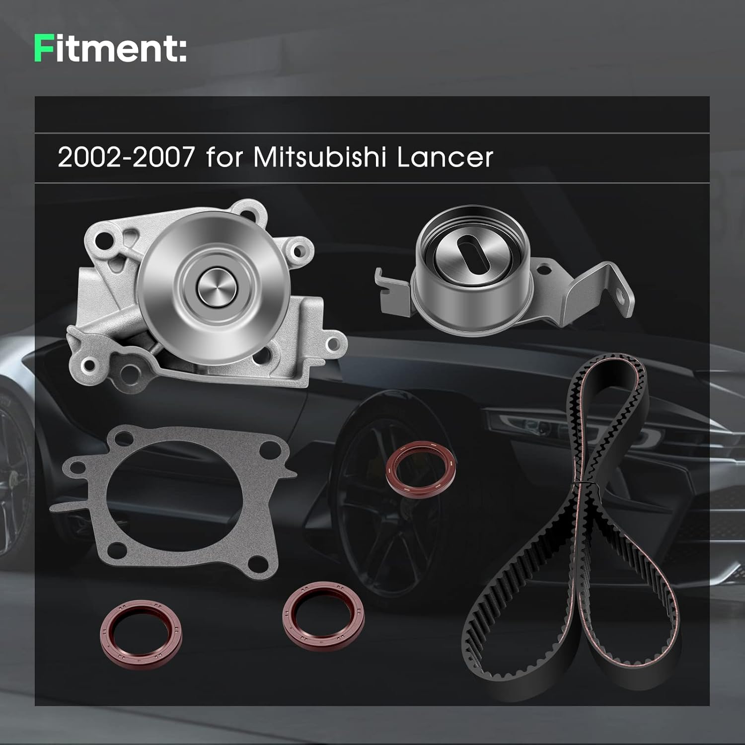 SCITOO TCKWP1A WPK42280 TBK1AWP PP1LK2 TB1LK2 WP1K2A PWPK-0058 T1 Engine Timing Belt Kit Fits for 02-07 for Mitsubishi Lancer