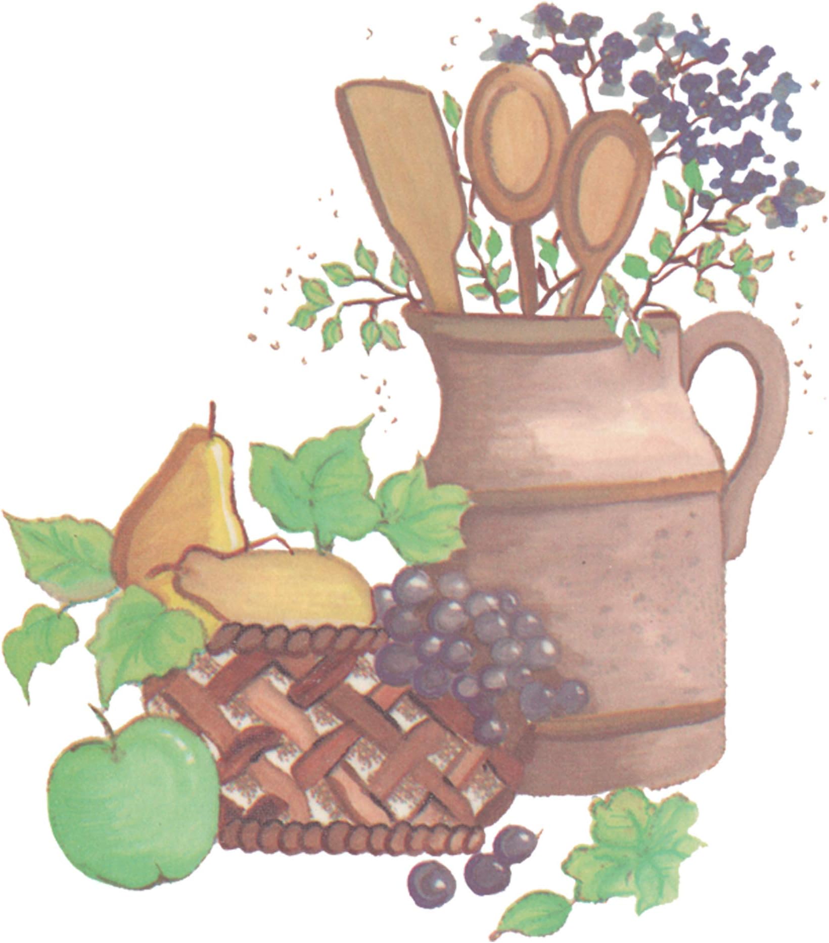 Tile Transfers Water Slide Decal Inset Farm House Kitchen Utensils and Fruit 5 Pack