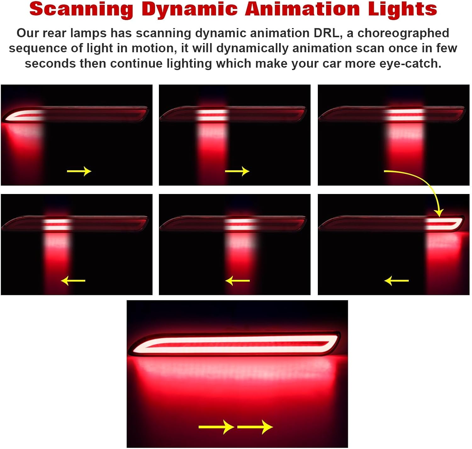 x xotic tech Smoked Lens Rear Bumper Reflectors LED Brake Tail Light Lamps Scanning Driving Sequential Turn Signal Compatible with Toyota Sienna Matrix Venza Avalon Lexus RC250 RC350 IS-F GX470 RX300