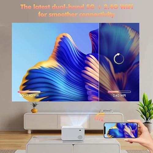 Miniatura 2 de Native - Proyector Full HD 1080P de 12000 lúmenes, proyector para exteriores con WiFi, Bluetooth, pantalla de proyección de 200 pulgadas, proyector