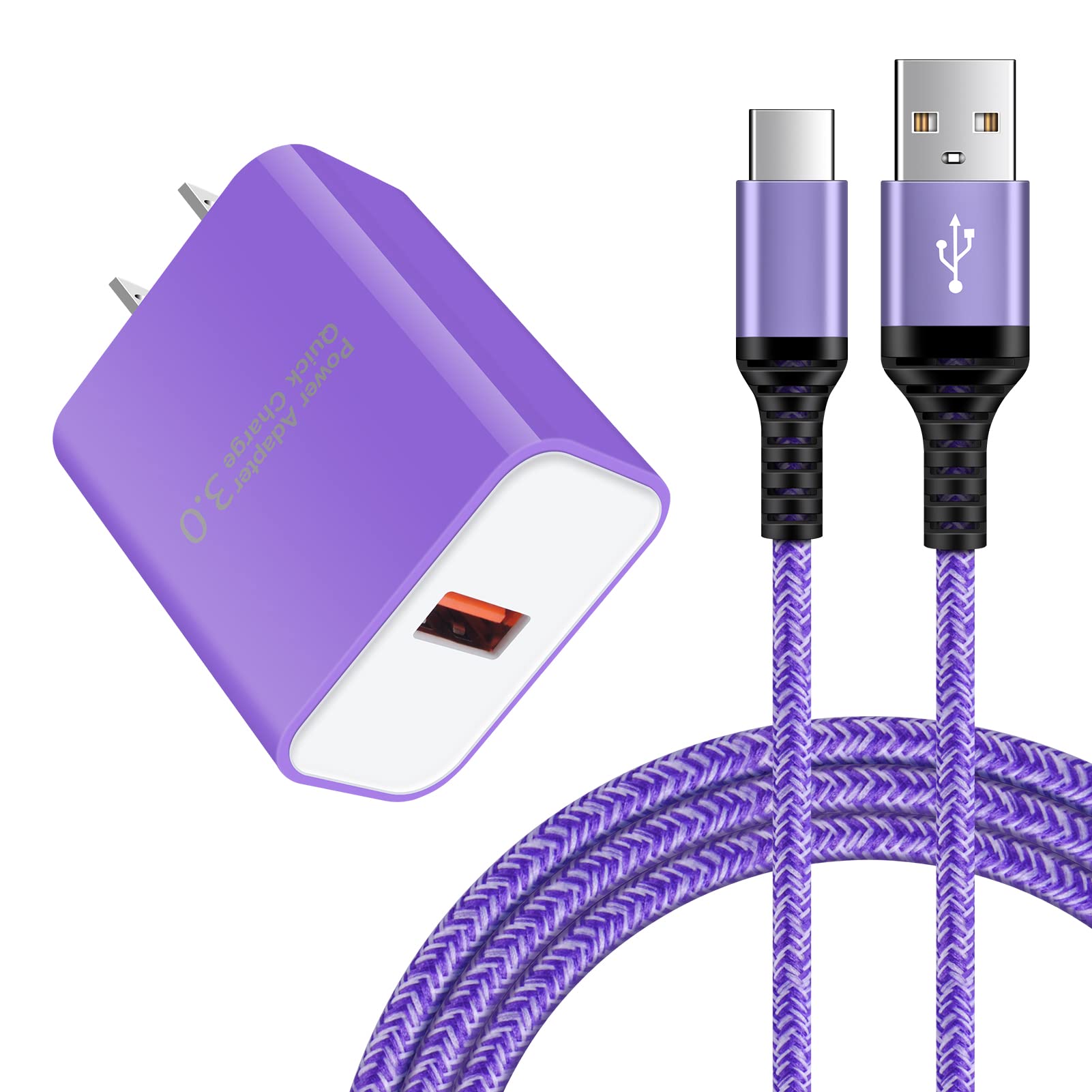 急速充電器 type-c Android充電器 qc3.0充電器 18W/3A スマホ充電器 Type-C 急速充電 USB-Cケーブル 1.83m/1本 QC3.0アダプター アンドロイド充電器 タイプCコード 携帯急速充電器 Galaxy急速充電器 USB充電器 type c acアダプター タイプC電源コード USBコンセント 急速充電 USB電源アダプタ Aquos zero6 R6 sense6,Galaxy F52,Note 20 20Ultra 10 9,S22 S21 FE S20 S10 Plus,A20s A42 A50s A51 A52 A70s A71 A80 A90,Z Flip3 Z Fold3,Moto G8 Z5 Z4 Z3 Play Z2 Z Force,LG G5 G6(パープル)