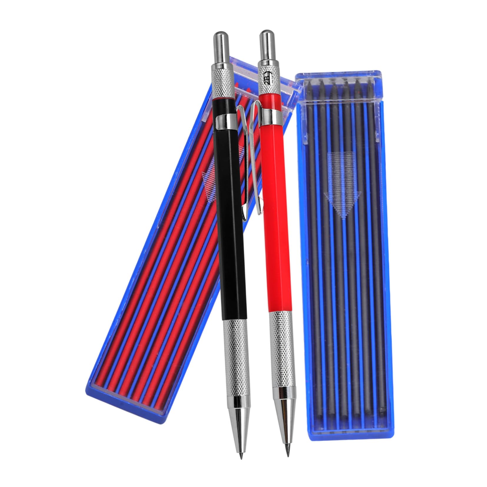 STOBOK 5ensembles Crayon Mécanique Pour Charpentier Crayon Automatique Avec Recharges Noires Et Rouges Outil De Marquage Professionnel Pour Menuiserie Et Construction