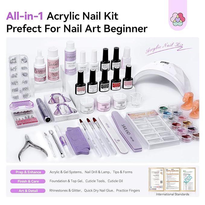 Kit de Acrílico para Uñas SAVILAND 110 piezas con Lámpara miniatura 2