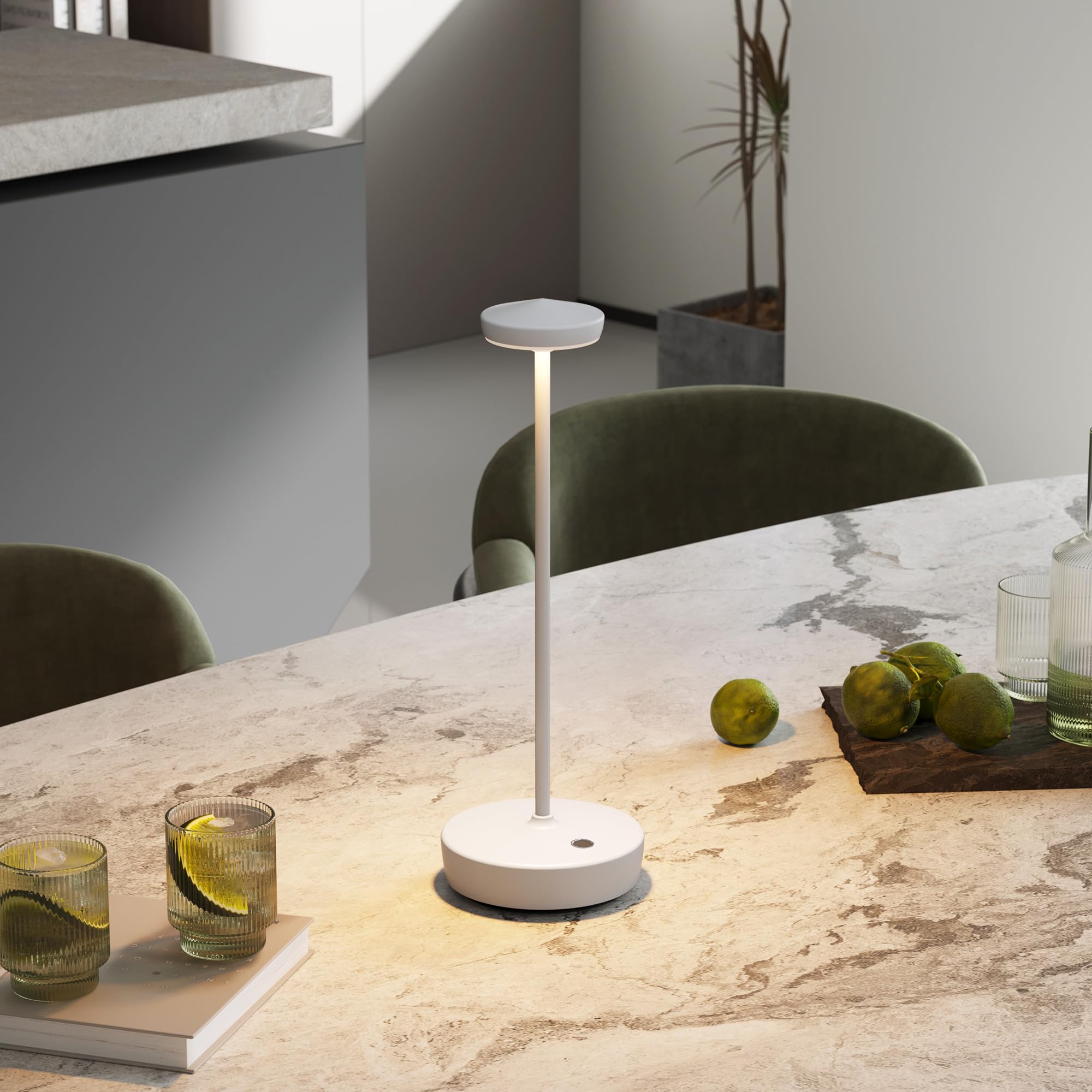 TBBGA Lampada da tavolo senza fili ricaricabile, confezione da 2, lampada da tavolo a LED con 3 temperature di colore, oscuramento continuo, alluminio impermeabile per interni ed esterni, patio