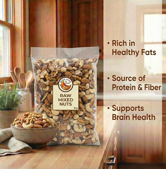 Premium Raw Mixed Nuts 1kg | Unsalted & Natural | Peanuts, Cashews, Almonds & Walnuts | High Protein, Keto, Vegan & Gluten-Free Snack | Packed in the UK