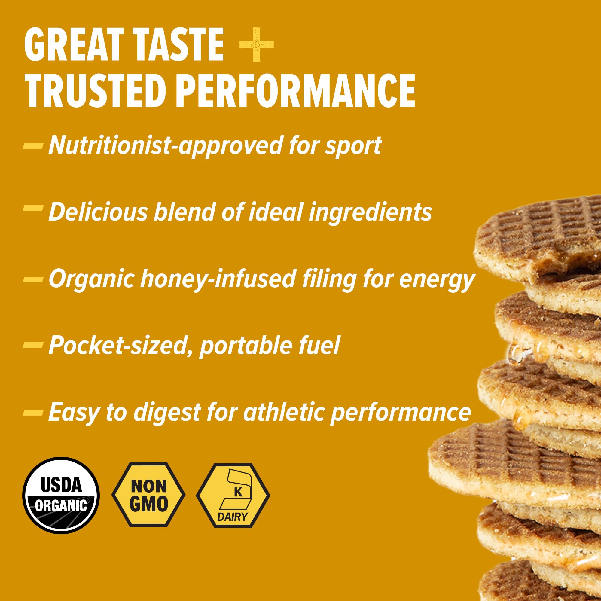 Honey Stinger Organic Honey Waffle, Energy Stroopwafel for Exercise, Endurance and Performance, Sports Nutrition for Home & Gym, Pre and Post Workout, 16.96 Ounces (Pack of 16) — Amazon image 3