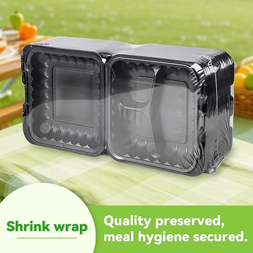 Miniatura 2 de Food Containers Mineral Filled PP 55 Pack - 8x8 34 oz Shrink Wrap BPA Free Plastic Stackable Storage Clamshell Takeout Container Reusable