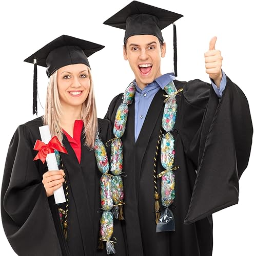 Miniatura 9 de Kit de 8 piezas de graduación Leis Candy Lei Candy Lei Tubing Lei Kit de fabricación de Lei de 4.92 pies de largo bolsa de PE con 3 piezas de cordón