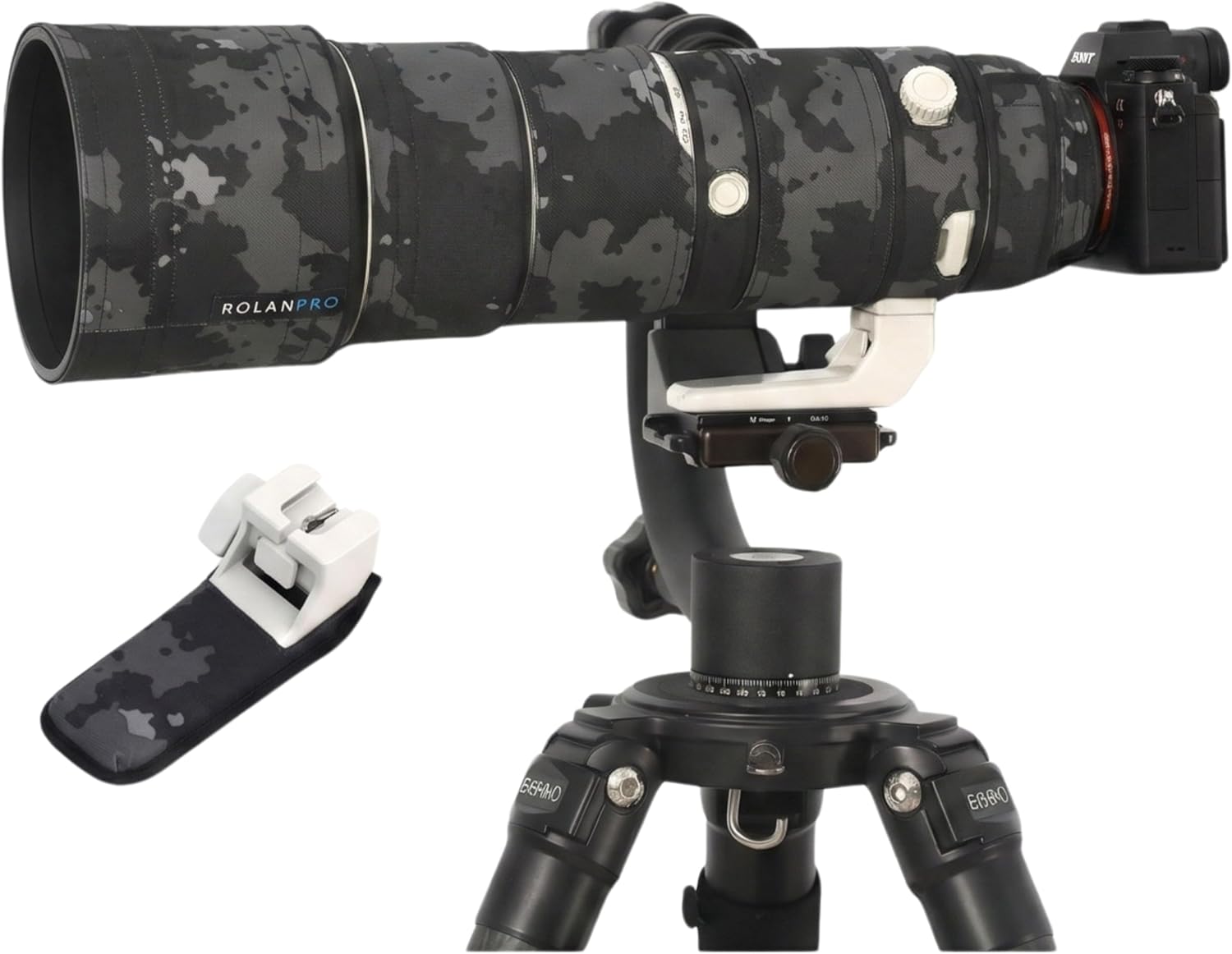 ROLANPRO Waterproof Lens Cover Camouflage Rain Cover for Sony FE 200-600mm F5.6-6.3 G OSS Lens Protective Case Guns Clothing-#18 Dark Black Waterproof