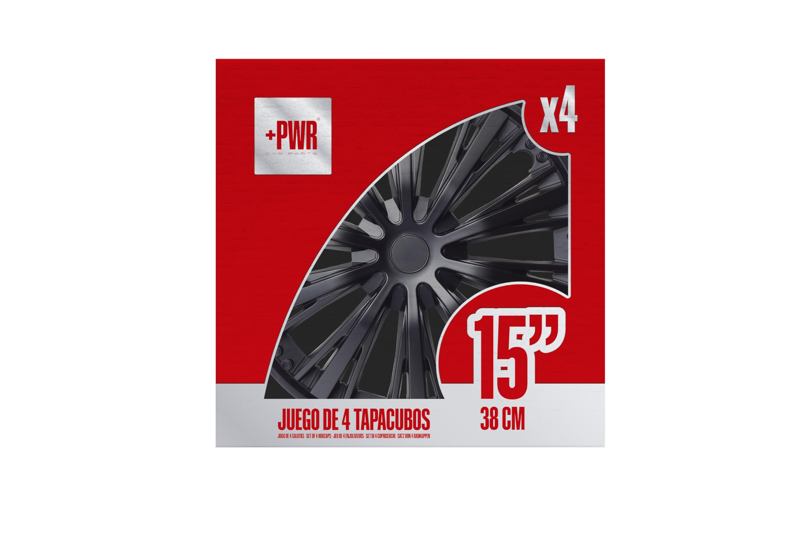 Enjoliveurs 15" Pulse Noir, Lot de 4 pièces, universels, ABS Haute résistance, Fixation par Pression, Design Moderne et Ventilation optimisée