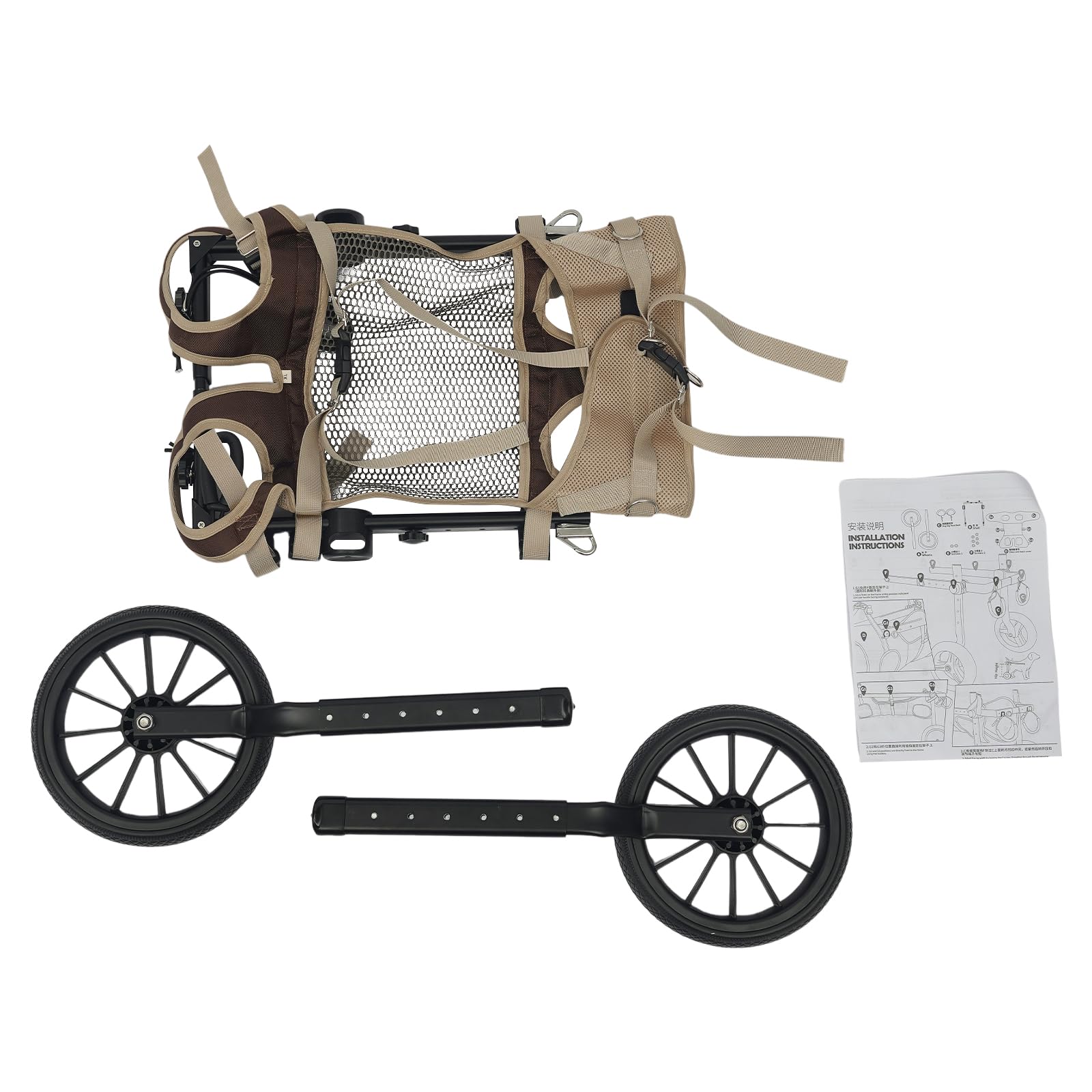 Silla de ruedas para perros XL, silla de ruedas de aluminio para perros grandes, silla de ruedas de perro ajustable, patas traseras, ruedas de goma antivibración, tejido de malla