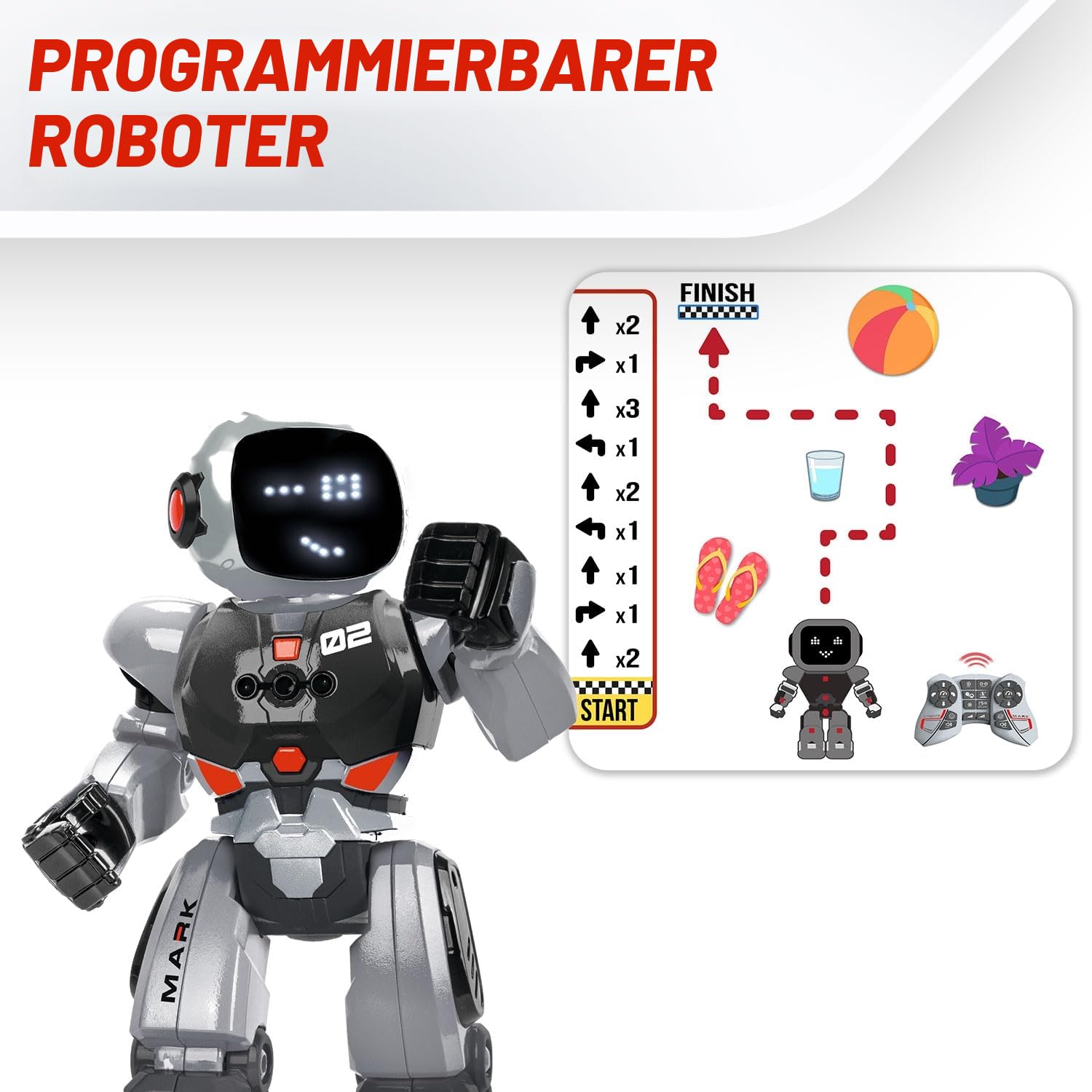 Xtrem Bots - Mark | Kinderroboter-programmierung Für Kinder 50 Bewegungen | Spielzeug Ab 6 Jahren | Roboter-Spielzeug | Kinder-robotik | Ferngesteuerter Und Programmierbarer Roboter