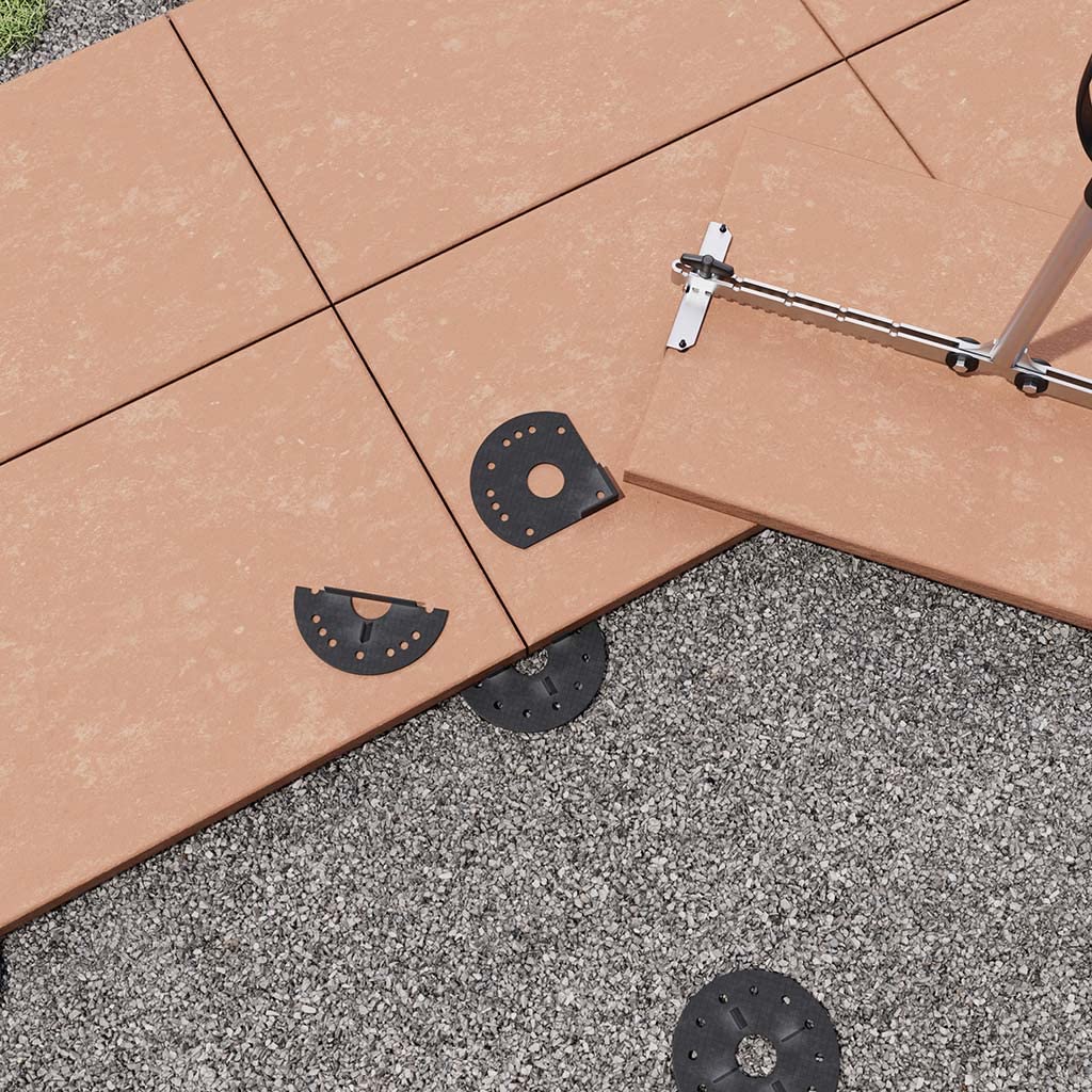 100x LANGFIT® Kieslager Splittbettlager Kiesbettlager mit 3mm Fugenkreuz – Plattenlager zum Verlegen von Terrassenplatten auf Kies, Splitt und Sand – Made in Germany – MS-KL3-15-G (ganze Scheibe)