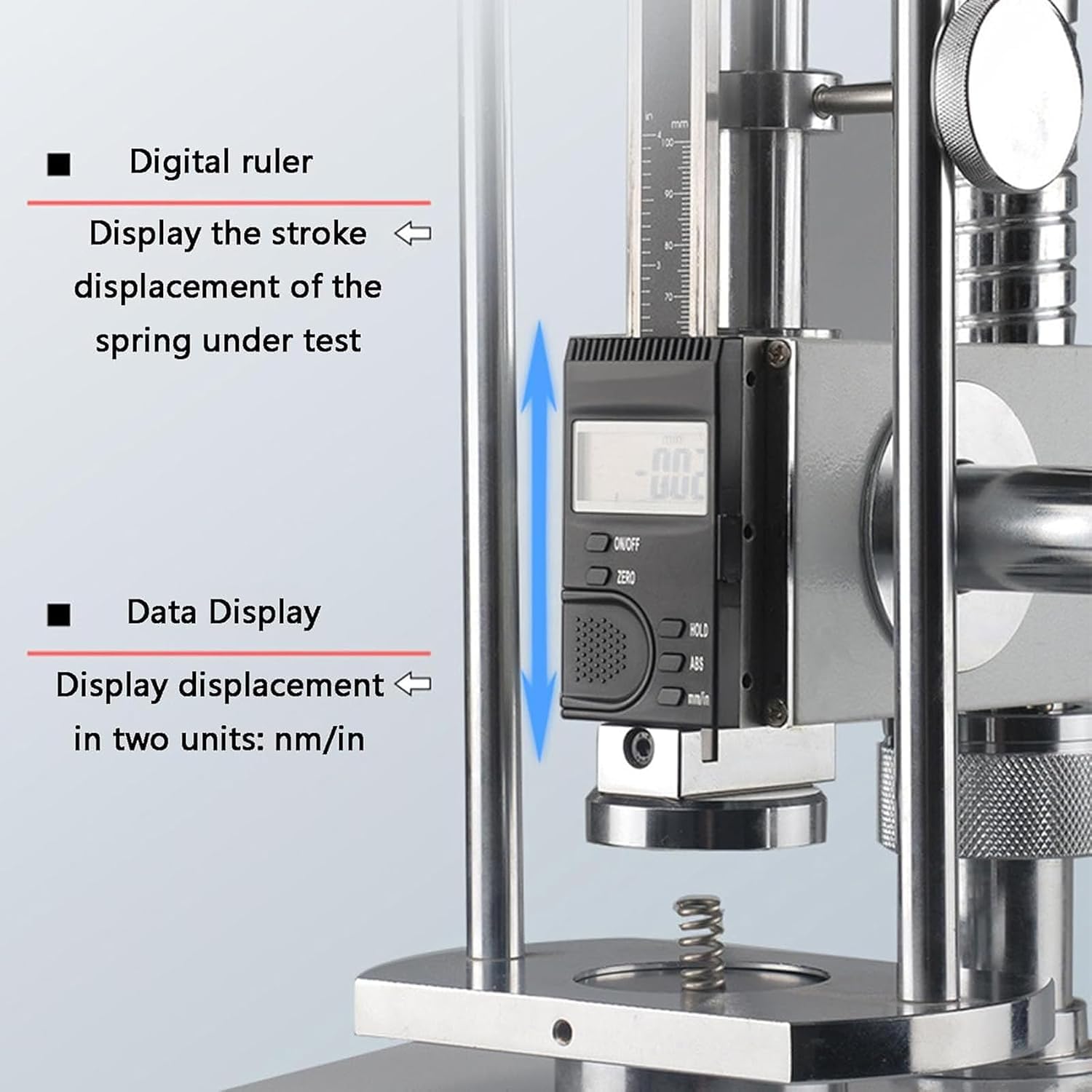 Manomètre numérique 220 V essais de traction et de compression avec écran LCD, unités N/kg/, modes crête et temps réel (500N)