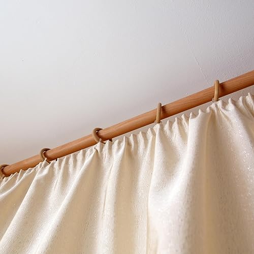 Miniatura 5 de uxcell 6 anillos de madera para cortinas de cortina, ganchos de madera de 2.75 pulgadas con ojo de tornillo para cortinero, natural