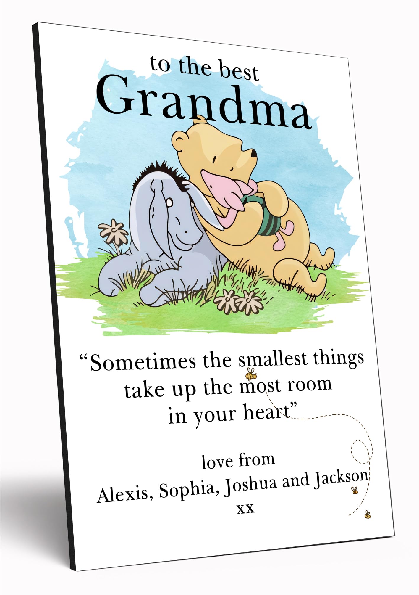 Personalised Wooden Wall Art Winnie the Pooh Quote A4 Watercolour Print for Mother's Day Birthday Christmas Customised Gift Mum Grandma Nanny โ image 1