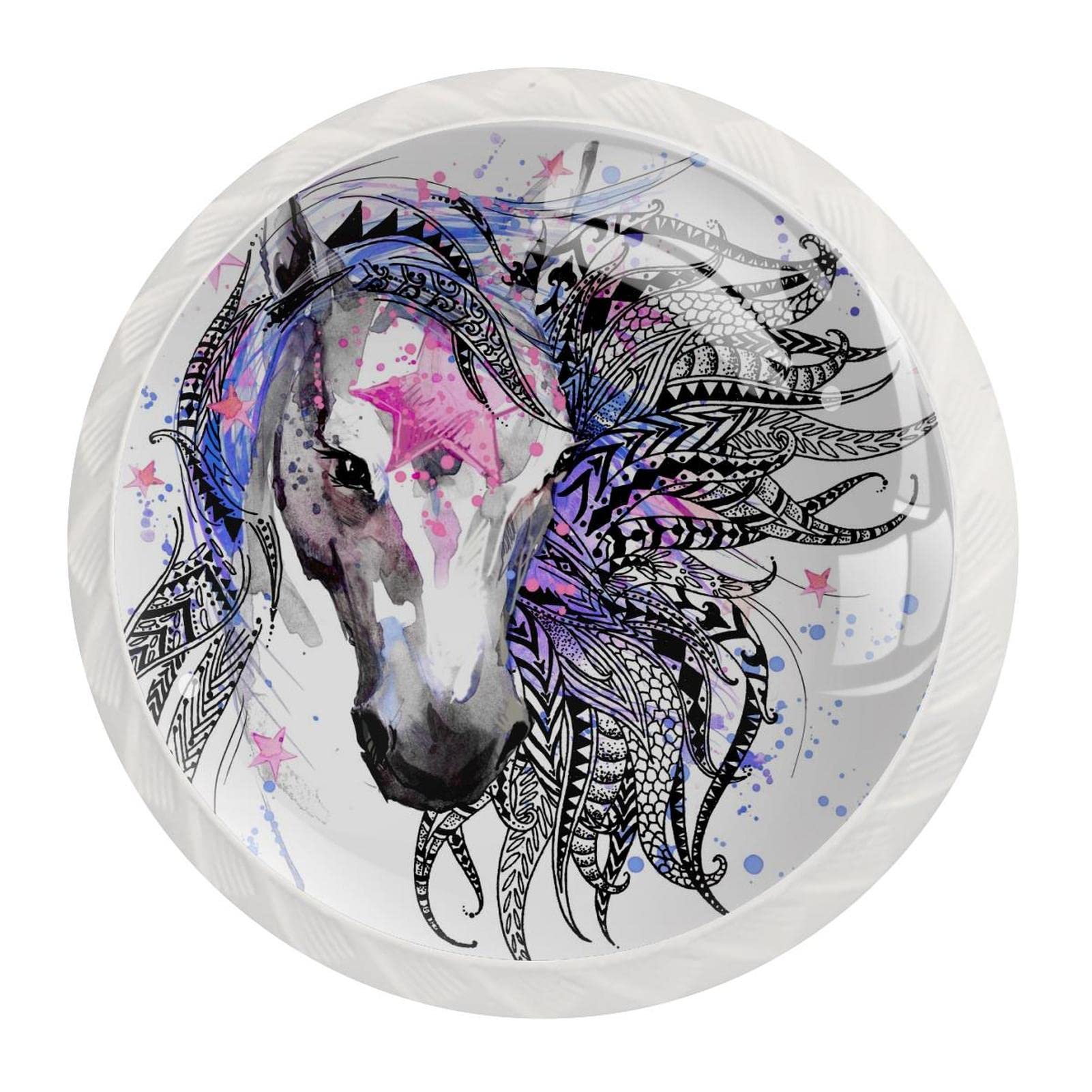 Boutons d'armoires de cuisine cheval lot de 12 poignées robustes aquarelle