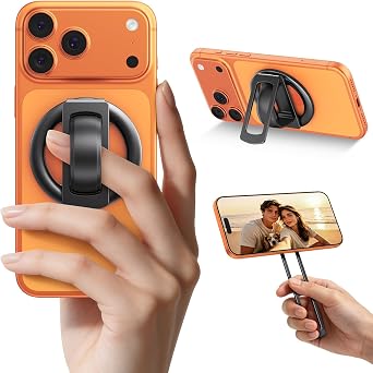 RIWUCT for MagSafe Phone Grip Holder with Soft Silicone Loop & Dual-Hindge