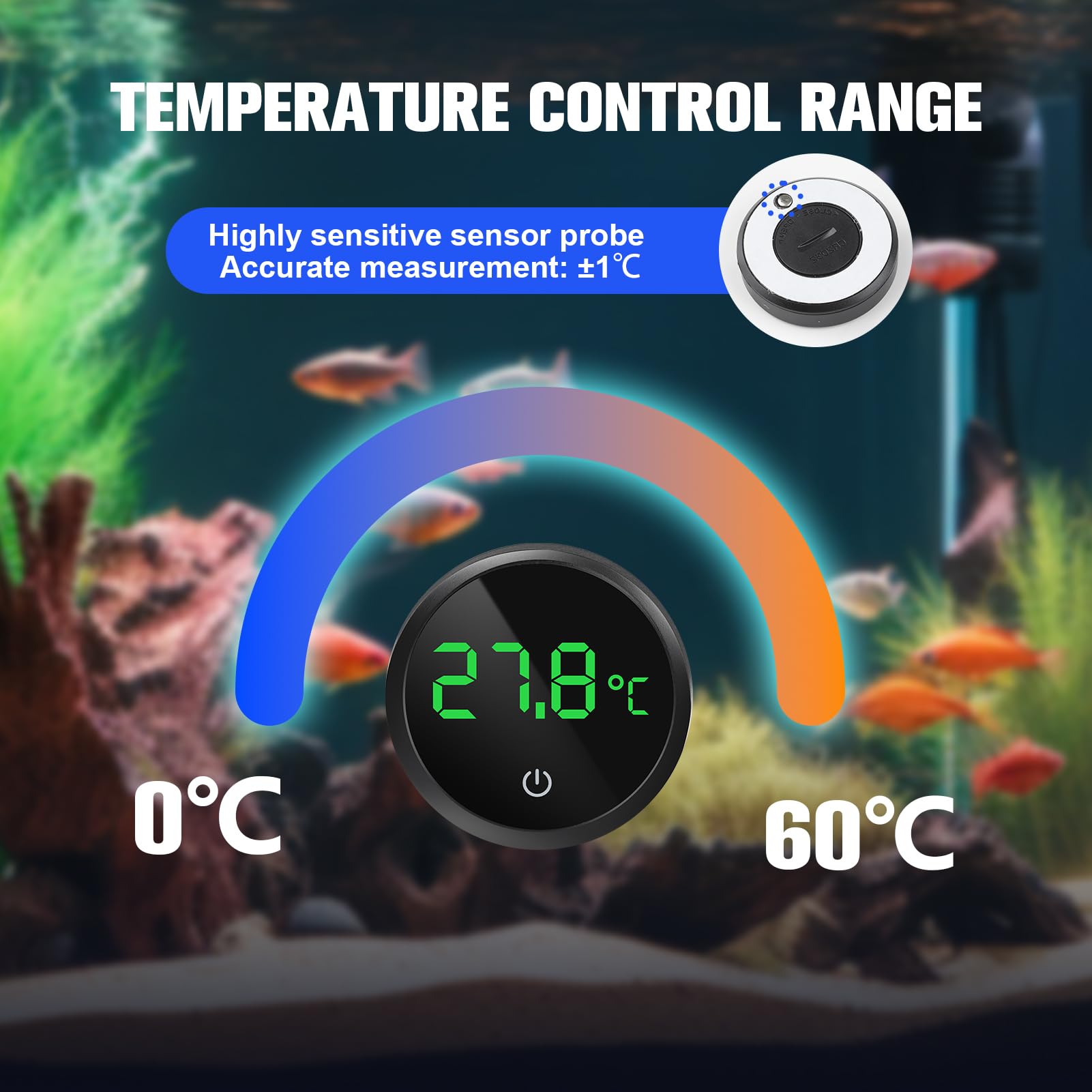 UIHRLM Fish Tank Thermometer, Stick Touch Digital Aquariums with LED Display - Image 3