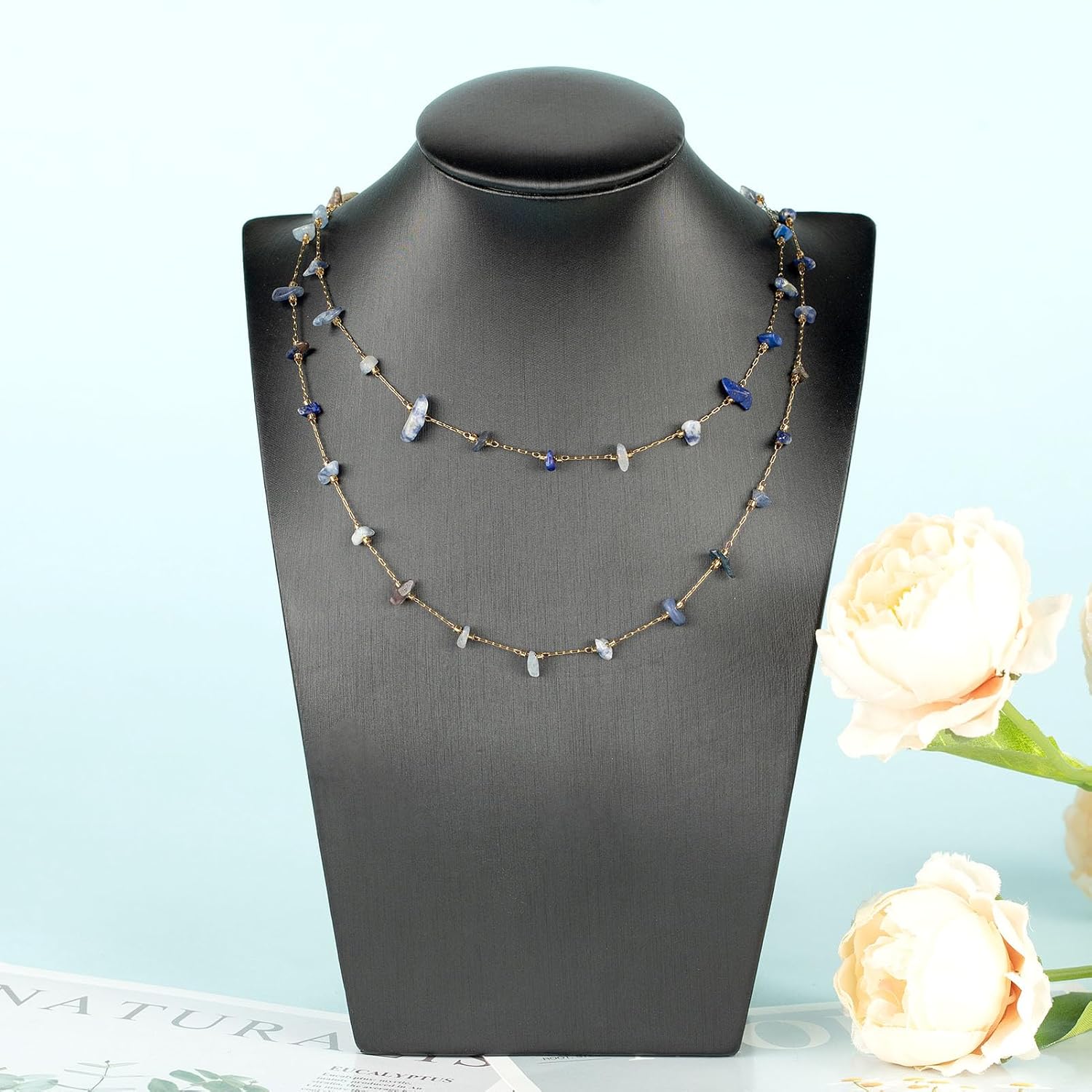 YOUBEIYEE Gold Plated Chain for Jewelry Making Blue Natural Stone Bead Chain Women Necklace Bracelet DIY Stainless Steel Jewelry Supplies - Image 7